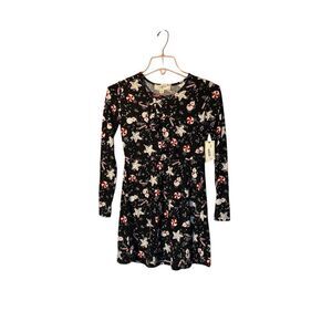 NWT no comment girls black snowman star candy dress with scrunchie S/L